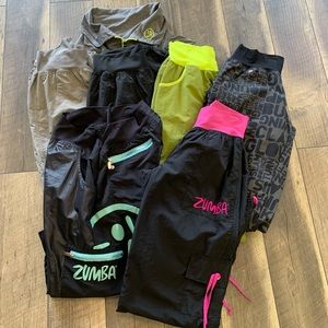 7 pieces of Zumba clothing.